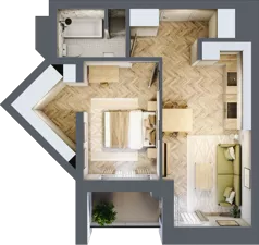 2 pokoje, mieszkanie 42,12 m², piętro 6, oferta nr M93, Sky Trust II , Kielce, Bocianek, al. Solidarności / ul. Świętokrzyska