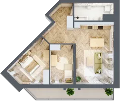 3 pokoje, mieszkanie 64,37 m², piętro 6, oferta nr M97, Sky Trust II , Kielce, Bocianek, al. Solidarności / ul. Świętokrzyska