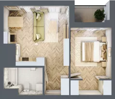 2 pokoje, mieszkanie 44,02 m², piętro 13, oferta nr M174, Sky Trust II , Kielce, Bocianek, al. Solidarności / ul. Świętokrzyska