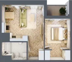 2 pokoje, mieszkanie 41,77 m², piętro 14, oferta nr M183, Sky Trust II , Kielce, Bocianek, al. Solidarności / ul. Świętokrzyska