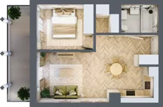 2 pokoje, mieszkanie 42,58 m², piętro 4, oferta nr A.58, Browar Hugo Scobel, Gliwice, Śródmieście, ul. Piwna