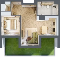 2 pokoje, mieszkanie 43,01 m², parter, oferta nr C, Dzielnica Trust etap II, Kielce, Na Stoku, ul. Gen. Władysława Sikorskiego
