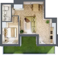 2 pokoje, mieszkanie 41,30 m², parter, oferta nr C, Dzielnica Trust etap II, Kielce, Na Stoku, ul. Gen. Władysława Sikorskiego