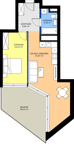 2 pokoje, mieszkanie 51,15 m², piętro 16, oferta nr M.244, Nowa Gwiazda, Katowice, Zawodzie, ul. Bogucicka