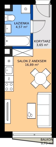 1 pokój, mieszkanie 25,11 m², piętro 2, oferta nr M.37, Nowa Gwiazda, Katowice, Zawodzie, ul. Bogucicka