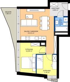 3 pokoje, mieszkanie 50,34 m², piętro 1, oferta nr M.03, Nowa Gwiazda, Katowice, Zawodzie, ul. Bogucicka