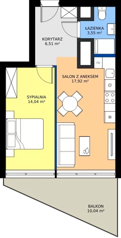 2 pokoje, mieszkanie 42,02 m², piętro 17, oferta nr M.256, Nowa Gwiazda, Katowice, Zawodzie, ul. Bogucicka