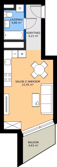 1 pokój, mieszkanie 30,52 m², piętro 20, oferta nr M.304, Nowa Gwiazda, Katowice, Zawodzie, ul. Bogucicka