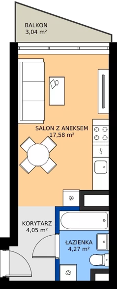 1 pokój, mieszkanie 25,90 m², piętro 1, oferta nr M.21, Nowa Gwiazda, Katowice, Zawodzie, ul. Bogucicka