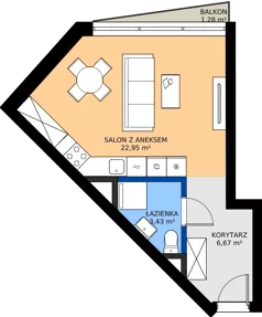 1 pokój, mieszkanie 33,05 m², piętro 1, oferta nr M.16, Nowa Gwiazda, Katowice, Zawodzie, ul. Bogucicka