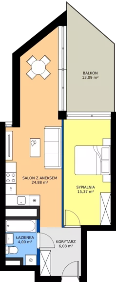 2 pokoje, mieszkanie 50,33 m², piętro 13, oferta nr M.202, Nowa Gwiazda, Katowice, Zawodzie, ul. Bogucicka
