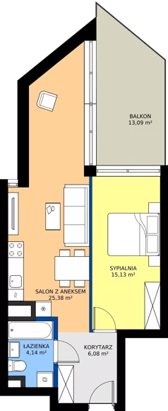 2 pokoje, mieszkanie 50,73 m², piętro 5, oferta nr M.82, Nowa Gwiazda, Katowice, Zawodzie, ul. Bogucicka