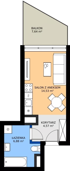 1 pokój, mieszkanie 25,98 m², piętro 5, oferta nr M.87, Nowa Gwiazda, Katowice, Zawodzie, ul. Bogucicka