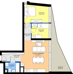 3 pokoje, mieszkanie 59,59 m², piętro 1, oferta nr M.22, Nowa Gwiazda, Katowice, Zawodzie, ul. Bogucicka