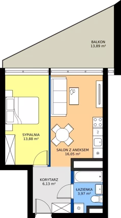 2 pokoje, mieszkanie 40,03 m², piętro 14, oferta nr M.216, Nowa Gwiazda, Katowice, Zawodzie, ul. Bogucicka