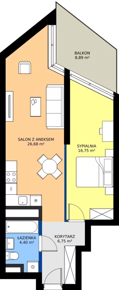 2 pokoje, mieszkanie 54,58 m², piętro 19, oferta nr M.297, Nowa Gwiazda, Katowice, Zawodzie, ul. Bogucicka