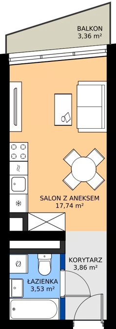 1 pokój, mieszkanie 25,13 m², piętro 21, oferta nr M.323, Nowa Gwiazda, Katowice, Zawodzie, ul. Bogucicka