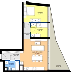 3 pokoje, mieszkanie 59,54 m², piętro 2, oferta nr M.44, Nowa Gwiazda, Katowice, Zawodzie, ul. Bogucicka