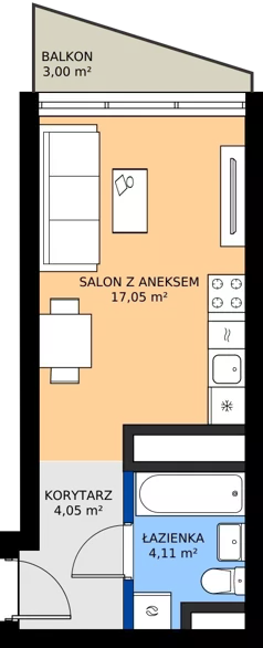1 pokój, mieszkanie 25,21 m², piętro 17, oferta nr M.268, Nowa Gwiazda, Katowice, Zawodzie, ul. Bogucicka