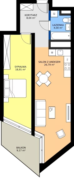 2 pokoje, mieszkanie 57,74 m², piętro 21, oferta nr M.317, Nowa Gwiazda, Katowice, Zawodzie, ul. Bogucicka
