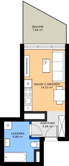 1 pokój, mieszkanie 25,47 m², piętro 18, oferta nr M.282, Nowa Gwiazda, Katowice, Zawodzie, ul. Bogucicka