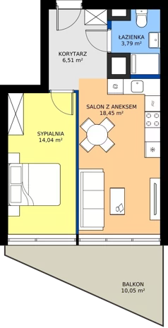 2 pokoje, mieszkanie 42,79 m², piętro 2, oferta nr M.24, Nowa Gwiazda, Katowice, Zawodzie, ul. Bogucicka
