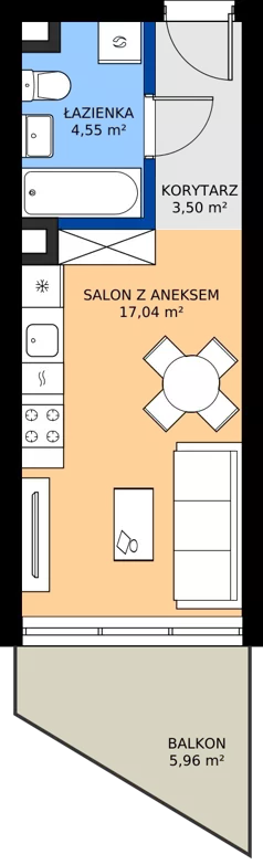 1 pokój, mieszkanie 25,09 m², piętro 1, oferta nr M.07, Nowa Gwiazda, Katowice, Zawodzie, ul. Bogucicka