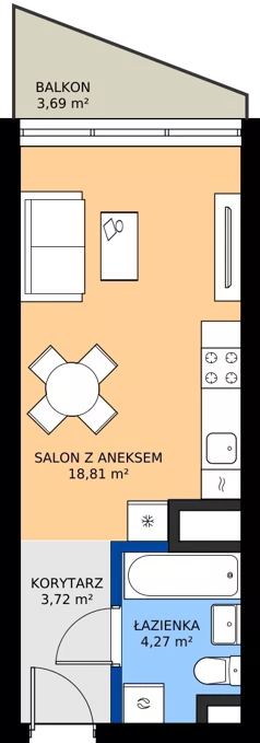1 pokój, mieszkanie 26,80 m², piętro 4, oferta nr M.69, Nowa Gwiazda, Katowice, Zawodzie, ul. Bogucicka