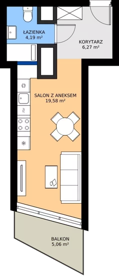 1 pokój, mieszkanie 30,04 m², piętro 19, oferta nr M.286, Nowa Gwiazda, Katowice, Zawodzie, ul. Bogucicka