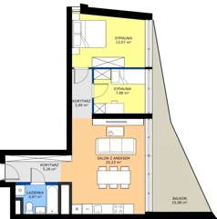 3 pokoje, mieszkanie 58,90 m², piętro 13, oferta nr M.209, Nowa Gwiazda, Katowice, Zawodzie, ul. Bogucicka