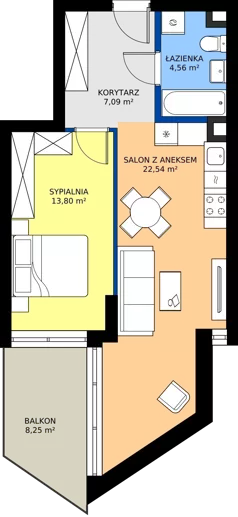 2 pokoje, mieszkanie 47,99 m², piętro 2, oferta nr M.34, Nowa Gwiazda, Katowice, Zawodzie, ul. Bogucicka