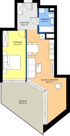 2 pokoje, mieszkanie 51,81 m², piętro 4, oferta nr M.64, Nowa Gwiazda, Katowice, Zawodzie, ul. Bogucicka