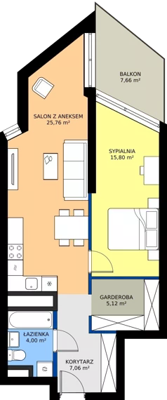 2 pokoje, mieszkanie 57,74 m², piętro 20, oferta nr M.309, Nowa Gwiazda, Katowice, Zawodzie, ul. Bogucicka