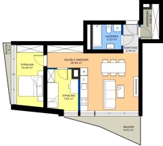 3 pokoje, mieszkanie 55,41 m², piętro 4, oferta nr M.65, Nowa Gwiazda, Katowice, Zawodzie, ul. Bogucicka