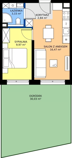 2 pokoje, mieszkanie 32,43 m², parter, oferta nr M4, Massalskiego Trust, Kielce, Ślichowice, ul. Massalskiego