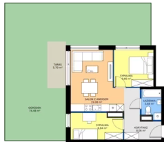 3 pokoje, mieszkanie 49,32 m², parter, oferta nr M.71, Rezydencja Świerkowa etap II, Radom, Idalin, ul. Świerkowa