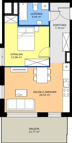 2 pokoje, mieszkanie 45,63 m², piętro 2, oferta nr M.24, Rezydencja Świerkowa etap II, Radom, Idalin, ul. Świerkowa
