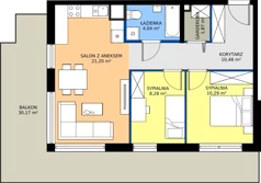 3 pokoje, mieszkanie 56,16 m², piętro 1, oferta nr M.73, Rezydencja Świerkowa etap II, Radom, Idalin, ul. Świerkowa