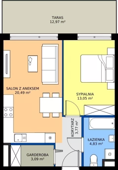 2 pokoje, mieszkanie 45,23 m², parter, oferta nr M.63, Rezydencja Świerkowa etap II, Radom, Idalin, ul. Świerkowa