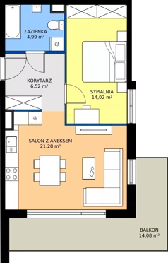 2 pokoje, mieszkanie 46,81 m², piętro 3, oferta nr M.92, Rezydencja Świerkowa etap II, Radom, Idalin, ul. Świerkowa