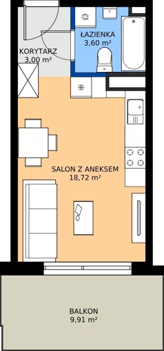 1 pokój, mieszkanie 25,32 m², piętro 1, oferta nr M.15, Rezydencja Świerkowa etap II, Radom, Idalin, ul. Świerkowa