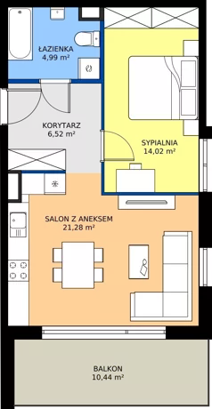 2 pokoje, mieszkanie 46,81 m², piętro 2, oferta nr M.82, Rezydencja Świerkowa etap II, Radom, Idalin, ul. Świerkowa