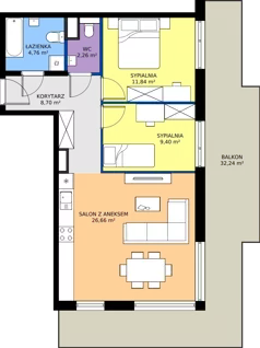 3 pokoje, mieszkanie 63,62 m², piętro 2, oferta nr M.22, Rezydencja Świerkowa etap II, Radom, Idalin, ul. Świerkowa