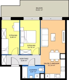 3 pokoje, mieszkanie 51,49 m², piętro 1, oferta nr M.77, Rezydencja Świerkowa etap II, Radom, Idalin, ul. Świerkowa