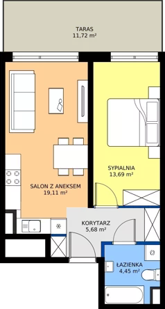 2 pokoje, mieszkanie 42,93 m², parter, oferta nr M.64, Rezydencja Świerkowa etap II, Radom, Idalin, ul. Świerkowa