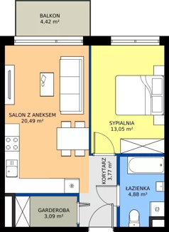 2 pokoje, mieszkanie 45,28 m², piętro 5, oferta nr M.118, Rezydencja Świerkowa etap II, Radom, Idalin, ul. Świerkowa