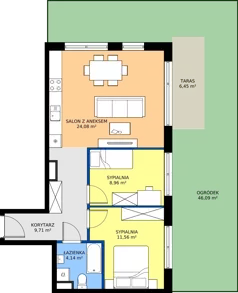 3 pokoje, mieszkanie 58,45 m², parter, oferta nr M.2, Rezydencja Świerkowa etap II, Radom, Idalin, ul. Świerkowa