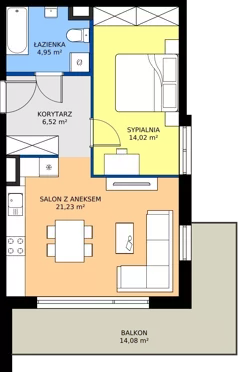 2 pokoje, mieszkanie 46,72 m², piętro 6, oferta nr M.122, Rezydencja Świerkowa etap II, Radom, Idalin, ul. Świerkowa