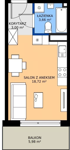 1 pokój, mieszkanie 25,38 m², piętro 2, oferta nr M.23, Rezydencja Świerkowa etap II, Radom, Idalin, ul. Świerkowa