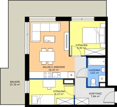 3 pokoje, mieszkanie 47,31 m², piętro 1, oferta nr M.76, Rezydencja Świerkowa etap II, Radom, Idalin, ul. Świerkowa